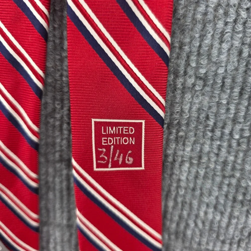 Daniel Cremieux Signature Collection Limited Edition Red Navy Striped Silk Tie